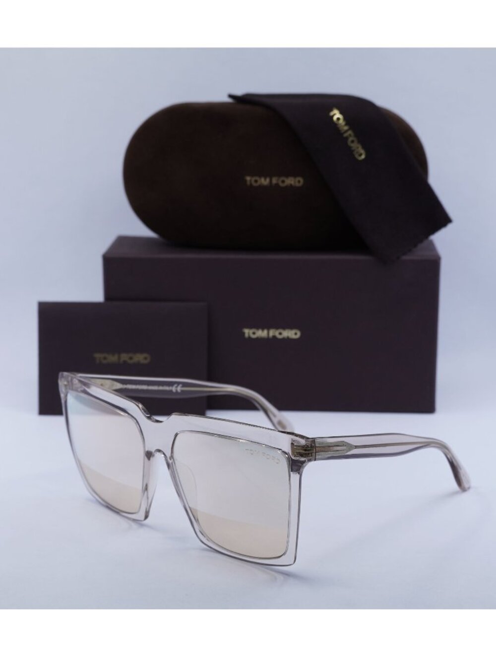 Tom Ford Sabrina FT0764 20Z Square Sunglasses - Sand / Rose Mirror